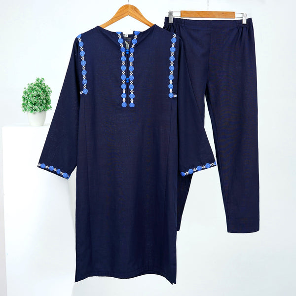 Blue embroidered