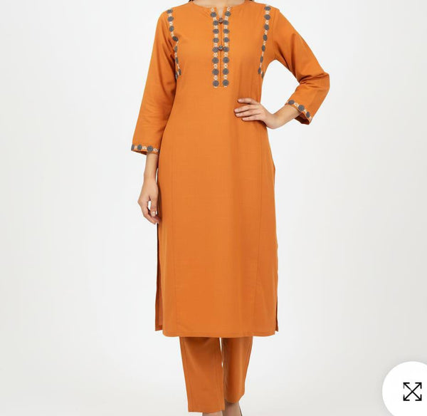 Orange Embroidered