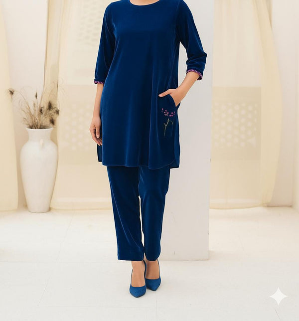 Handcrafted Zinc Velvet Embroidered Shirt
