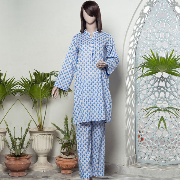 Blue Printed Lawn Coord Set